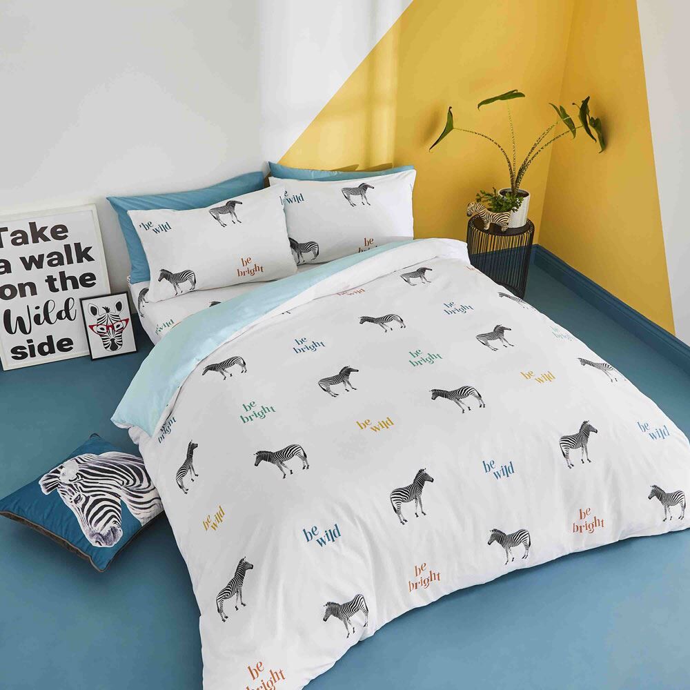 Catherine Lansfield Stay Wild Zebra Print Easy Care Reversible Duvet Cover Set