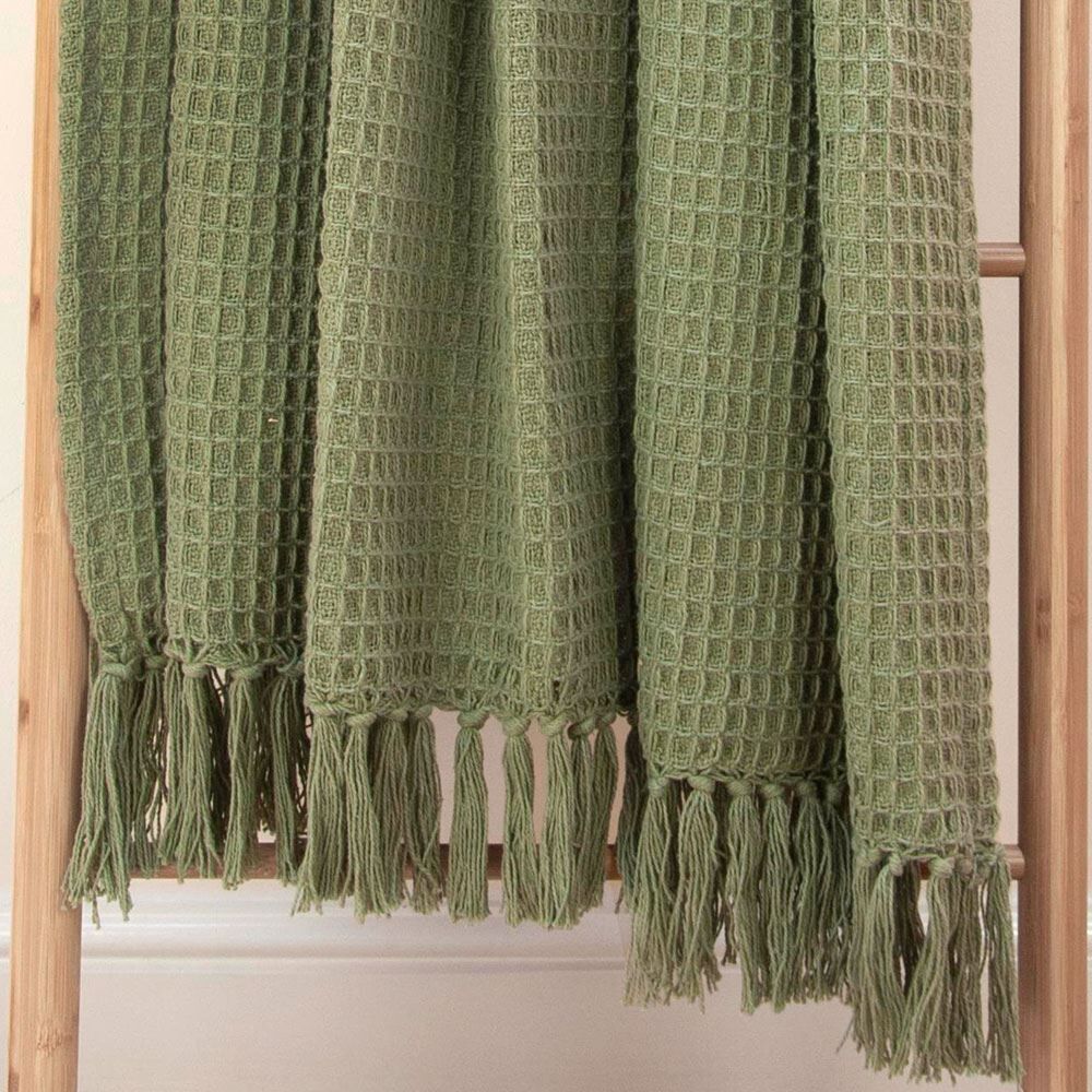 Appletree Loft Bruges Waffle Weave 100% Cotton Fringed Throw