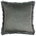 Paoletti Aspen Velvet Faux Fur Fringe Cushion Cover, Grey, 45 x 45 Cm