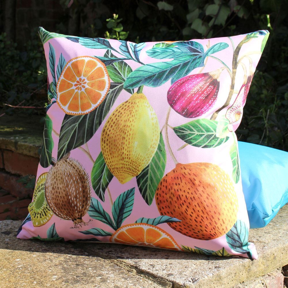 Evans Lichfield Citrus Print Outdoor Cushion Cover, Multi, 43 x 43 Cm