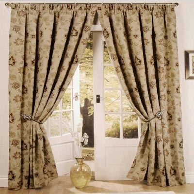 Paoletti Zurich Floral Chenille Jacquard Lined Pencil Pleat Curtains