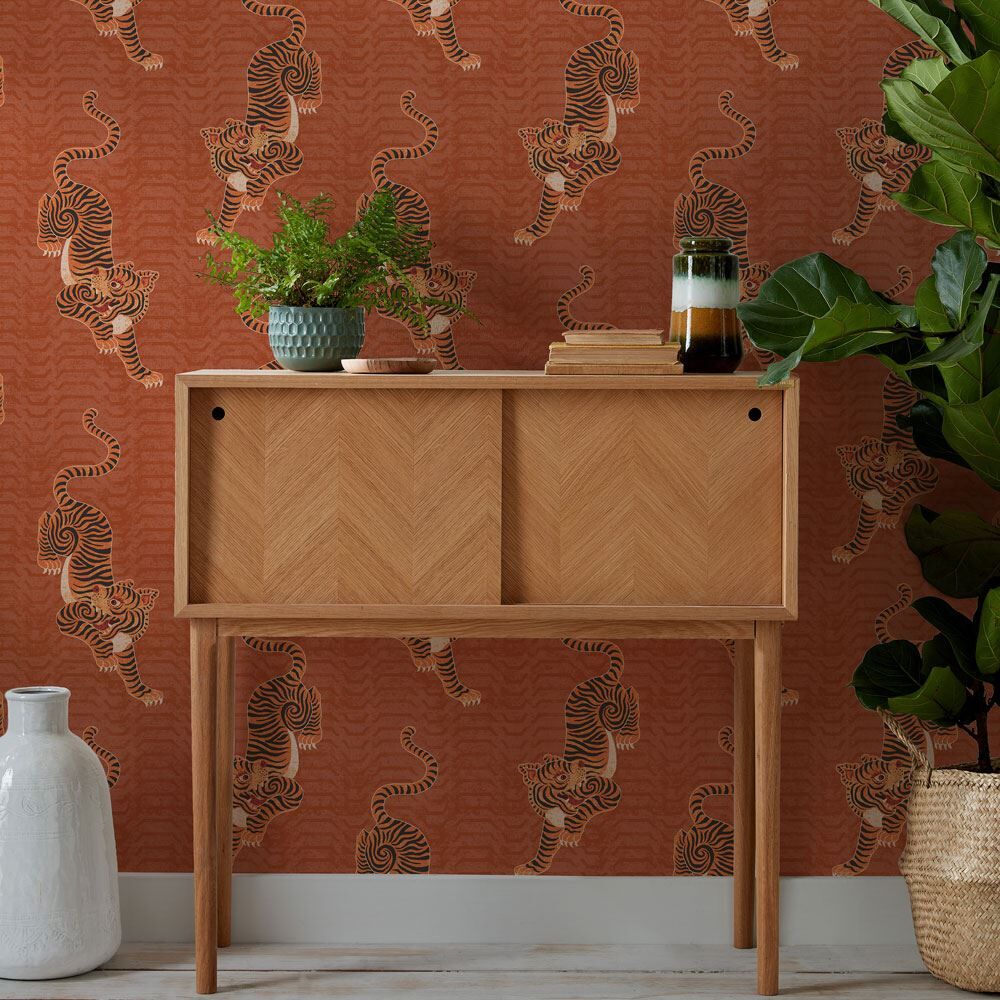 Furn Tibetan Tiger Tribal Printed Wallpaper