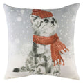 Evans Lichfield Christmas Snowy Cat with Scarf Watercolour Print Cushion Cover, Multi, 43 x 43 Cm