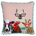 Riva Paoletti Funky Selfie Pom Pom Embroidered Cushion Cover, Multi, 45 x 45 Cm
