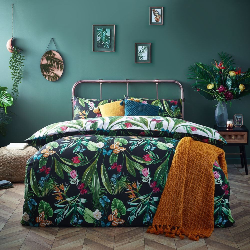 Furn Azura Jungle Botanical Print Reversible Duvet Cover Set