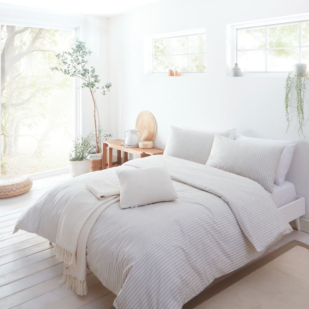 Drift Home Ellis Stripe Sustainable Eco-Friendly Reversible Duvet Cover Set