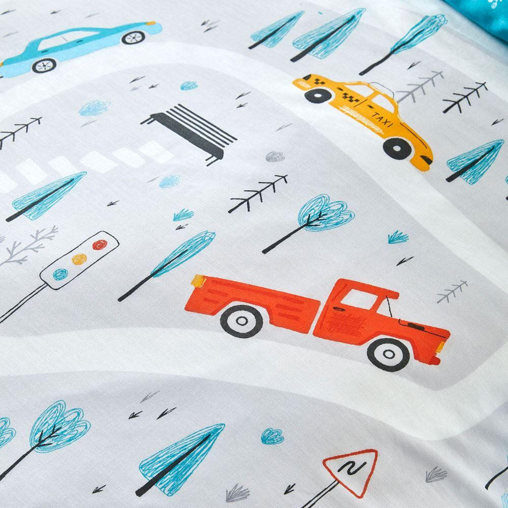 Bedlam Kids Little Transport Glow In The Dark Print Reversible Duvet Cover Set