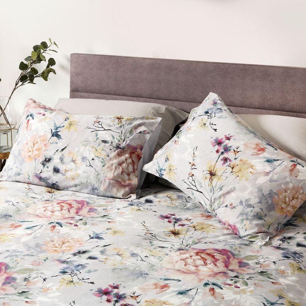 Scatter Box Eden Floral 100% Cotton Duvet Cover Set, Grey