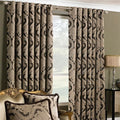 Paoletti Renaissance Chenille Jacquard Woven Lined Eyelet Curtains, Mocha, 90 x 90 Inch