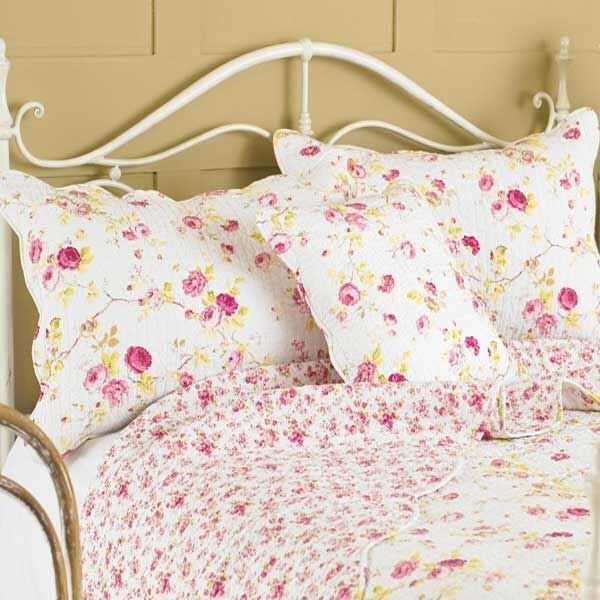 Paoletti Honeypot Lane Floral Woven Cotton Quilted Cushion Cover, 45 x 45 Cm