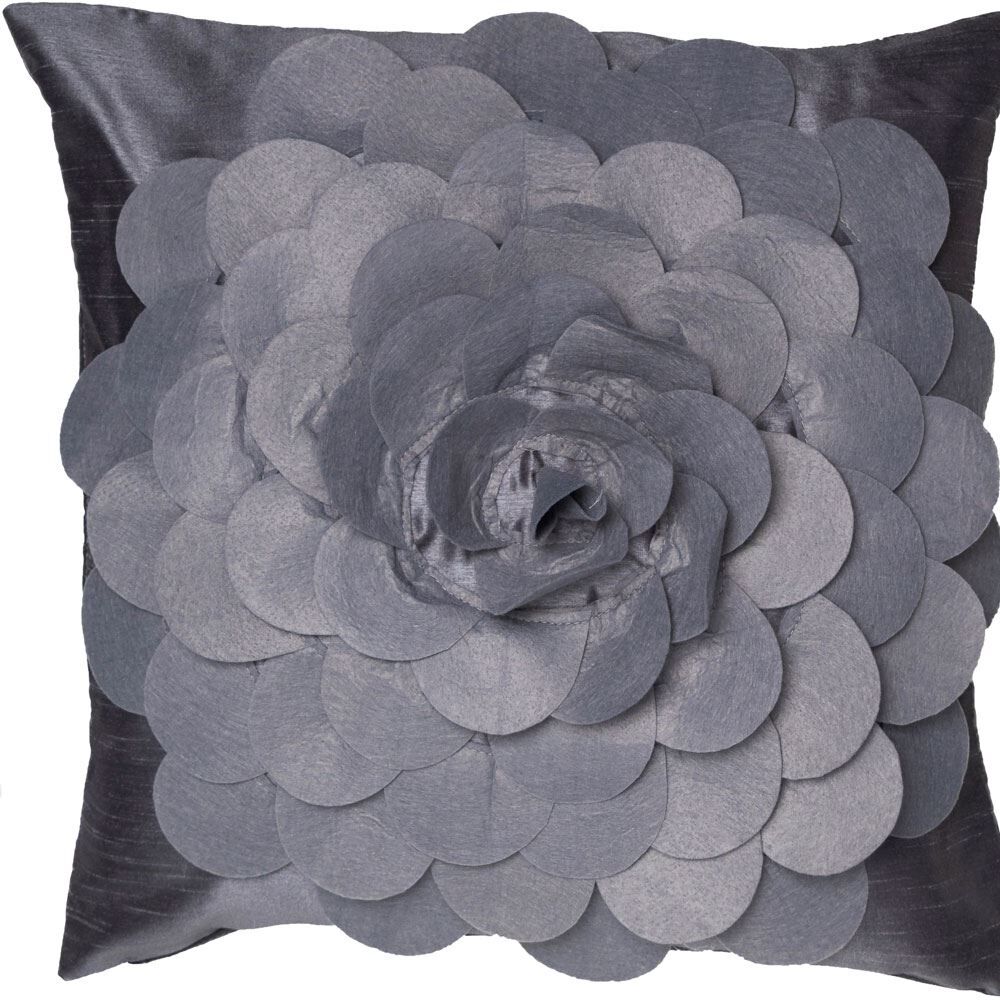 Alan Symonds Felt Flower 3D Cushion Cover, Silver, 45 x 45 Cm