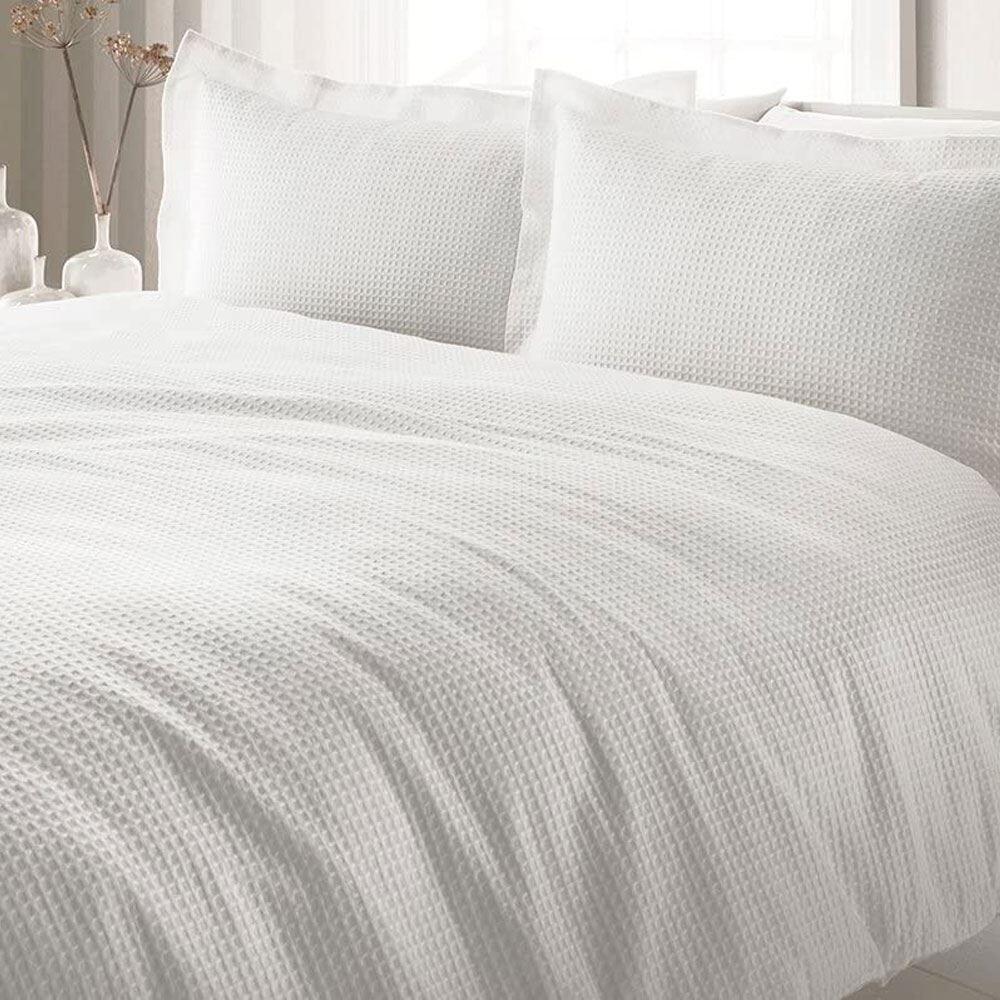 The Linen Yard Waffle 100% Cotton Duvet Cover Set