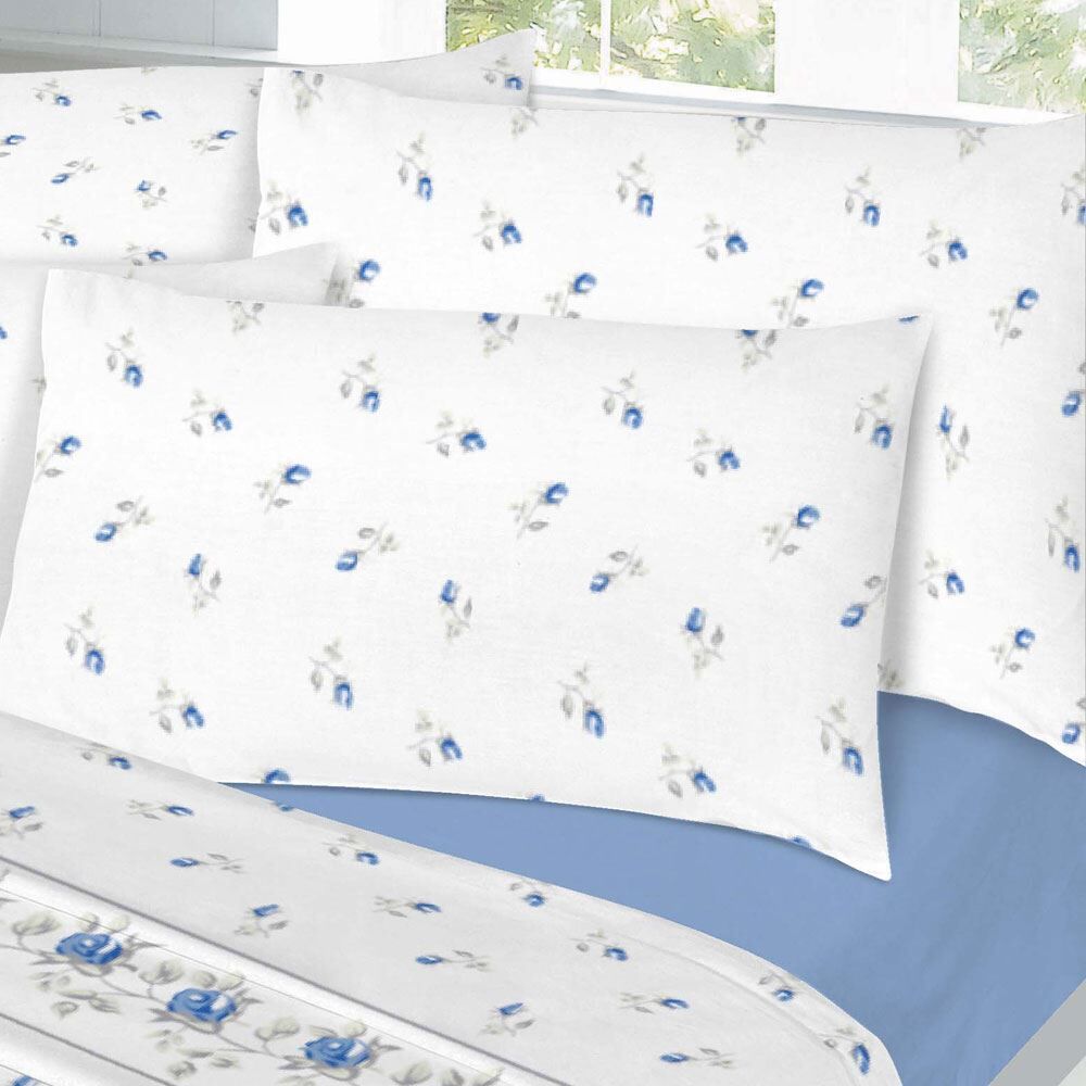 Night Zone Rose Bud Floral Luxury Thermal 100% Brushed Cotton Flannelette Sheet Set