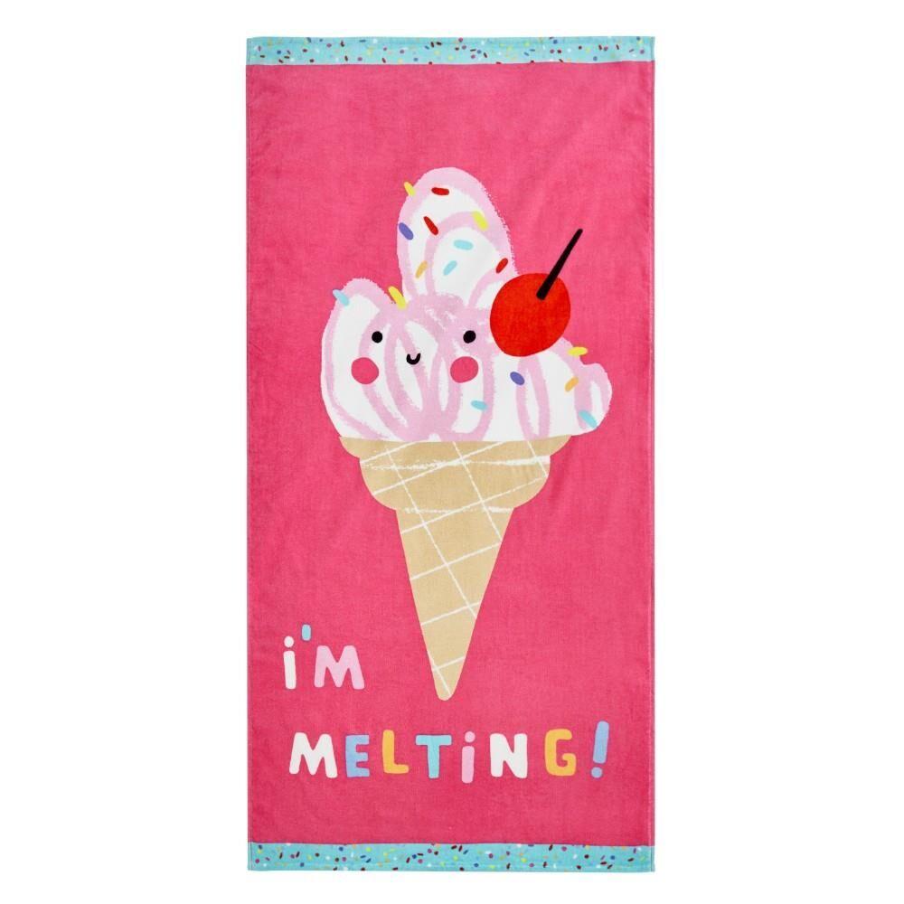 Catherine Lansfield I'm Melting 100% Cotton Beach Towel, Pink