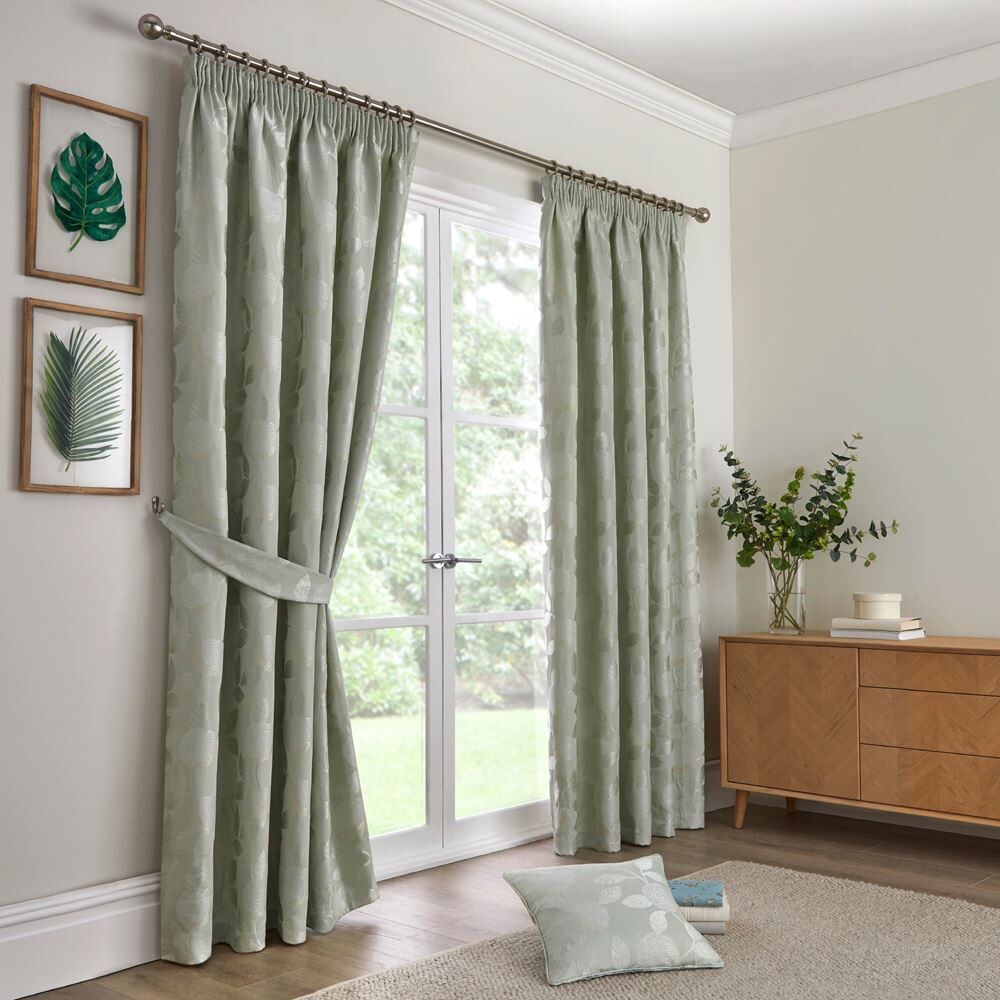 Curtina Bramford Floral Woven Jacquard Lined Pencil Pleat Curtains