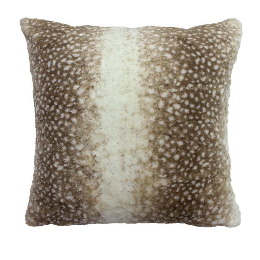 Paoletti Fawn Animal Print Faux Fur Cushion Cover, Multi, 50 x 50 Cm