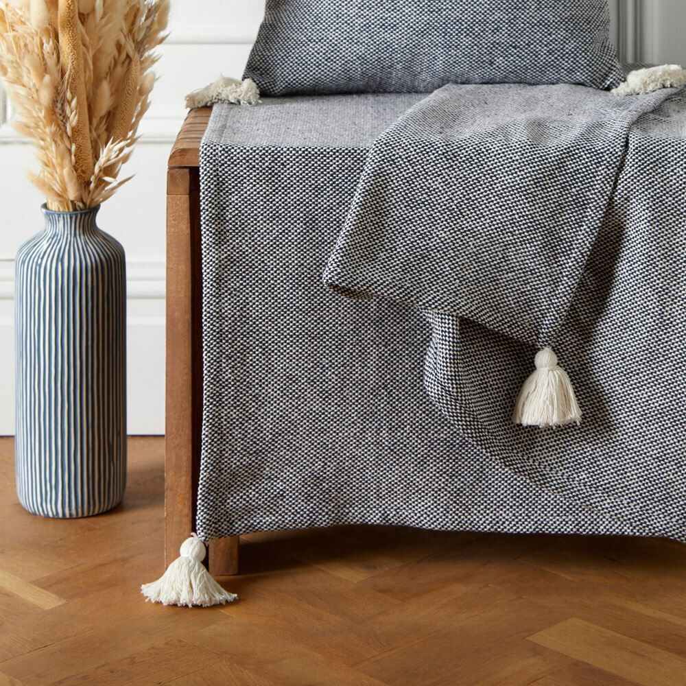 Appletree Loft Kaidon Woven 100% Recycled Cotton Rich Tasselled Throw