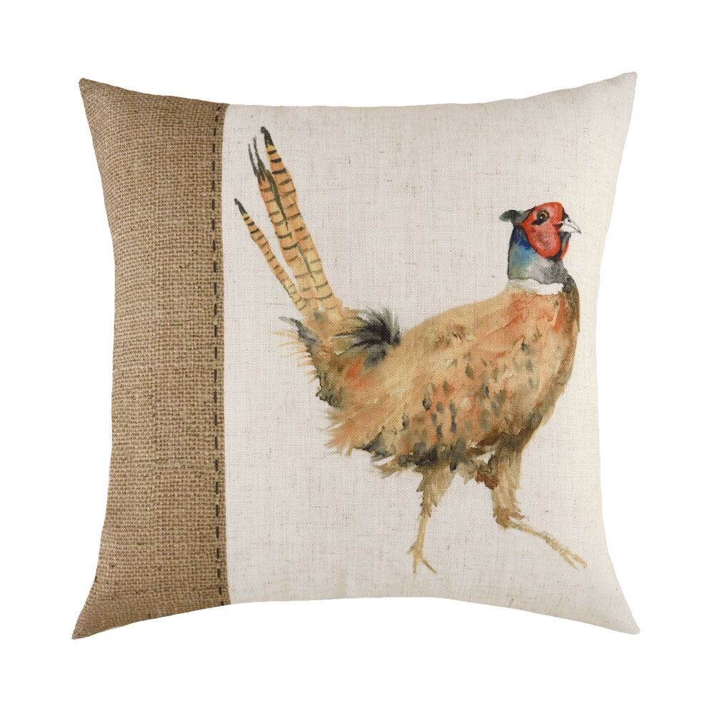 Evans Lichfield Pheasant Print Hessian Cushion Cover