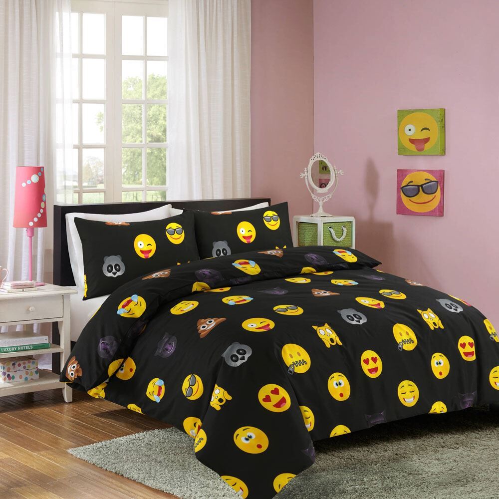 Night Zone Emoji Icons Reversible Duvet Cover Set