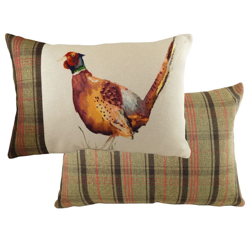 Evans Lichfield Hunter Pheasant Tartan Panel Cushion Cover, Multi, 40 x 60 Cm
