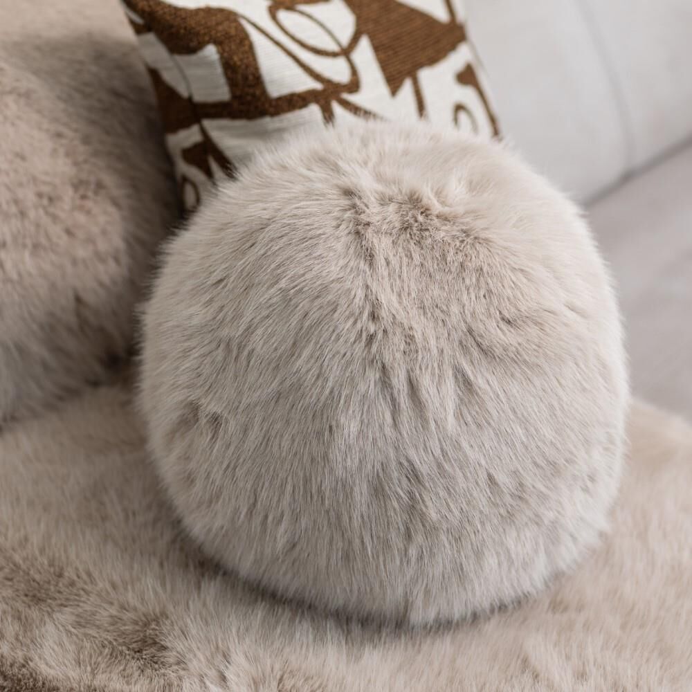 Scatter Box Sloane Faux Fur Feather Filled Ball Cushion, Mink, 30 Cm Diameter