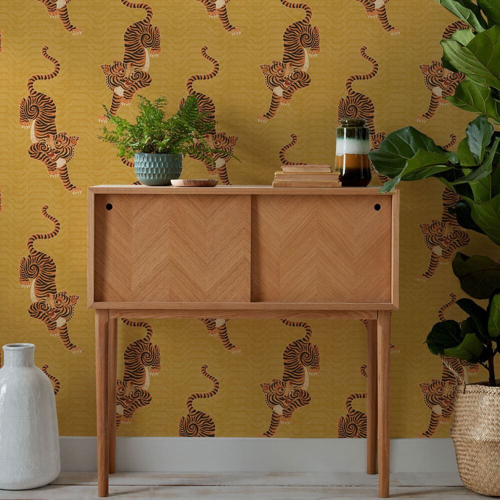 Furn Tibetan Tiger Tribal Printed Wallpaper