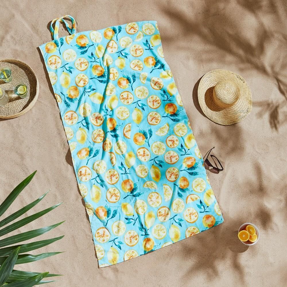 Catherine Lansfield Summer Fruits 100% Cotton Beach Towel, Green