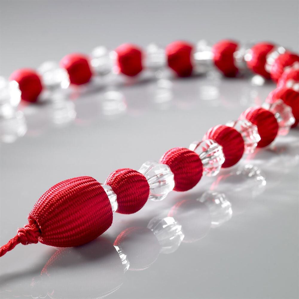 Alan Symonds Earl Satin Woven Beaded Curtain Tie Back, Red