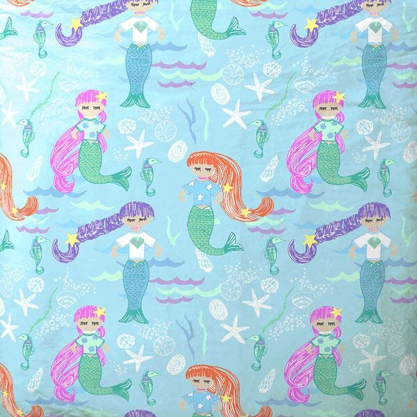 Little Big Cloud Mermaid Print Reversible Duvet Cover Set, Multi