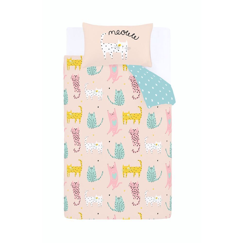 Catherine Lansfield Kids Cute Cats Reversible Easy Care Duvet Cover Set