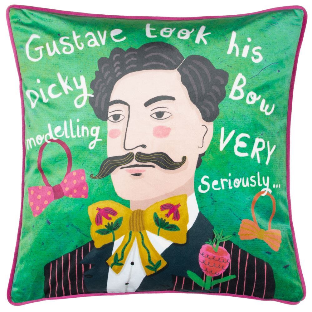 Kate Merritt Gustave Print Piped Edge Cushion Cover, Multi, 43 x 43 Cm