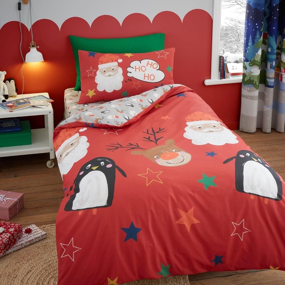 Bedlam Christmas Ho Ho Ho Easy Care Reversible Duvet Cover Set