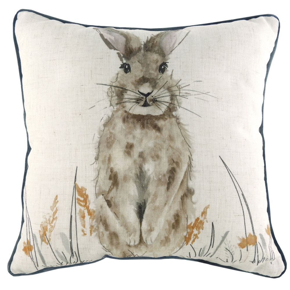 Evans Lichfield Oakwood Hare Watercolour Print Piped Edge Cushion Cover, Multi, 43 x 43 Cm