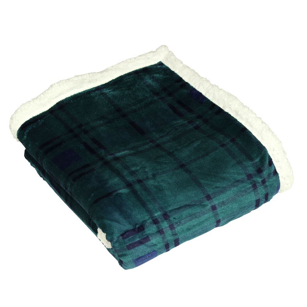 Furn Blake Tartan Check Print Super Soft Sherpa Fleece Throw
