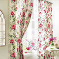 Furn Peony Country Floral Pencil Pleat Lined Curtains