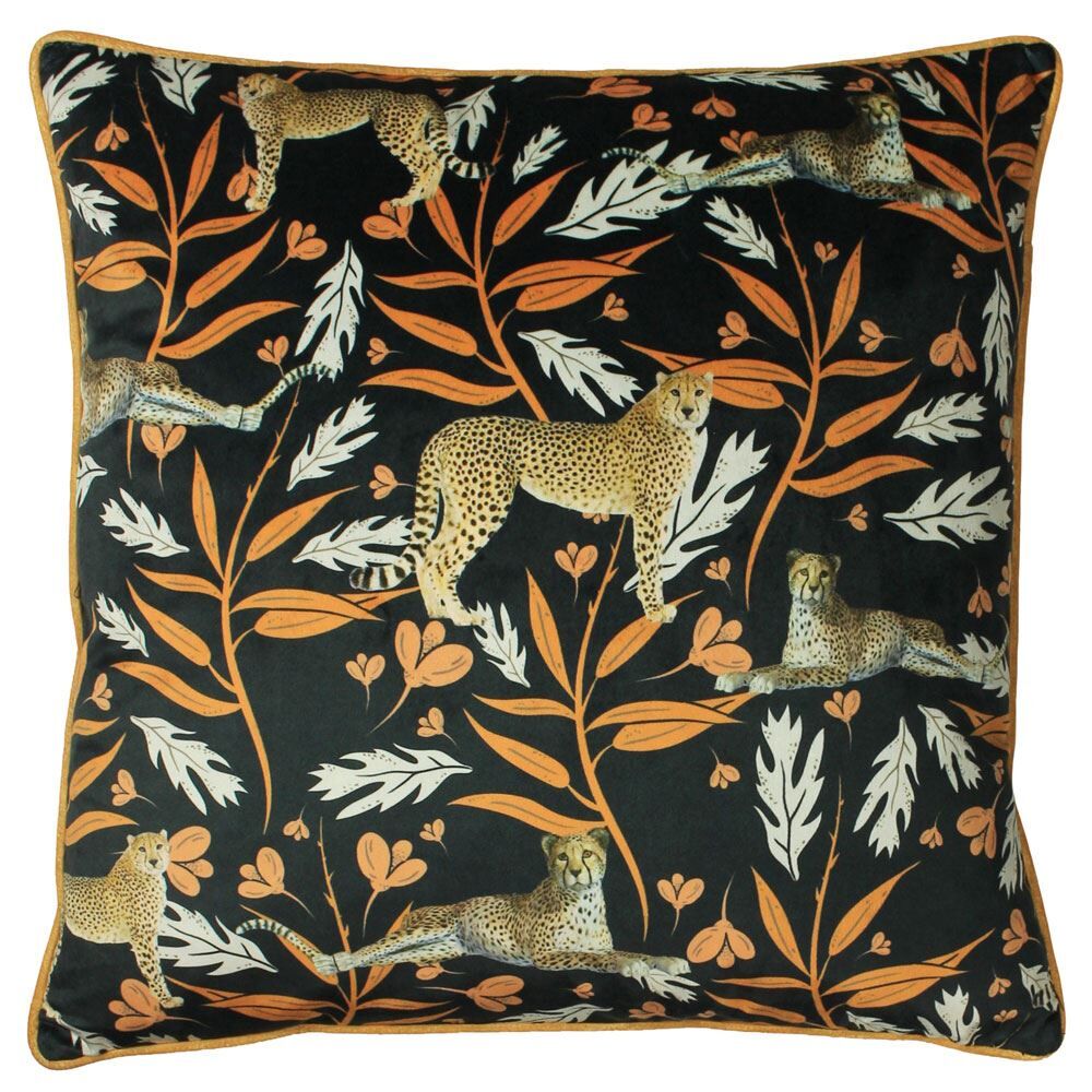 Paoletti Tribeca Leopards Jungle Print Piped Edge Cushion Cover, Multi, 50 x 50 Cm