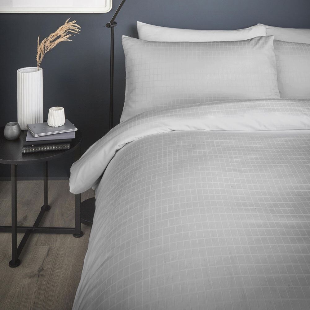 Serene Ravenna Woven Textured Check Easy Care Duvet Cover Set