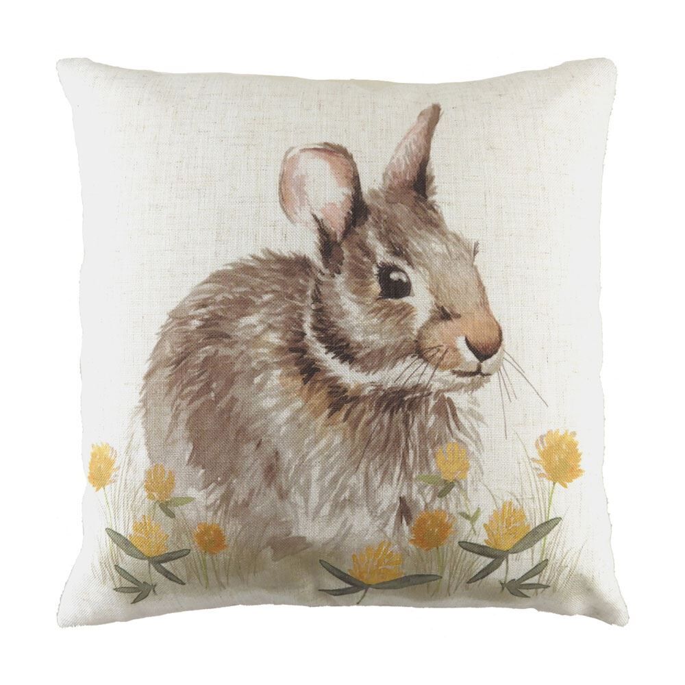 Evans Lichfield Woodland Hare Watercolour Print Cushion Cover, White, 43 x 43 Cm