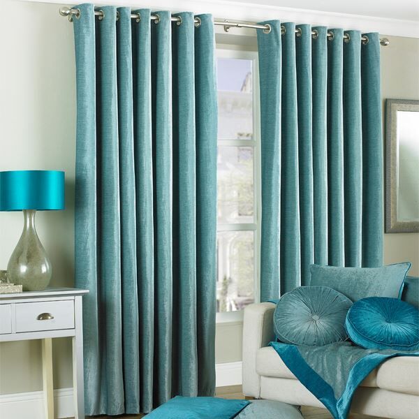 Paoletti Wellesley Chenille Velvet Woven Lined Eyelet Curtains