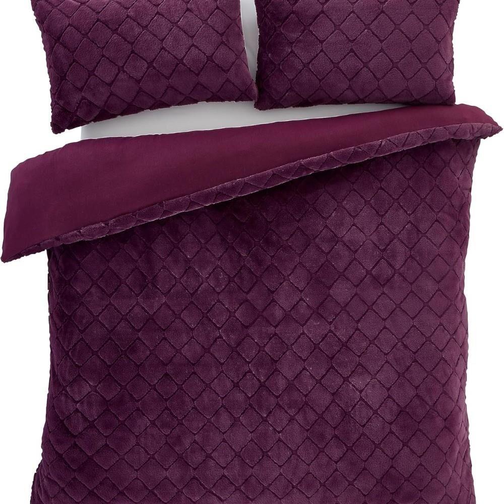 Catherine Lansfield Cosy Diamond Faux Fur Duvet Cover Set