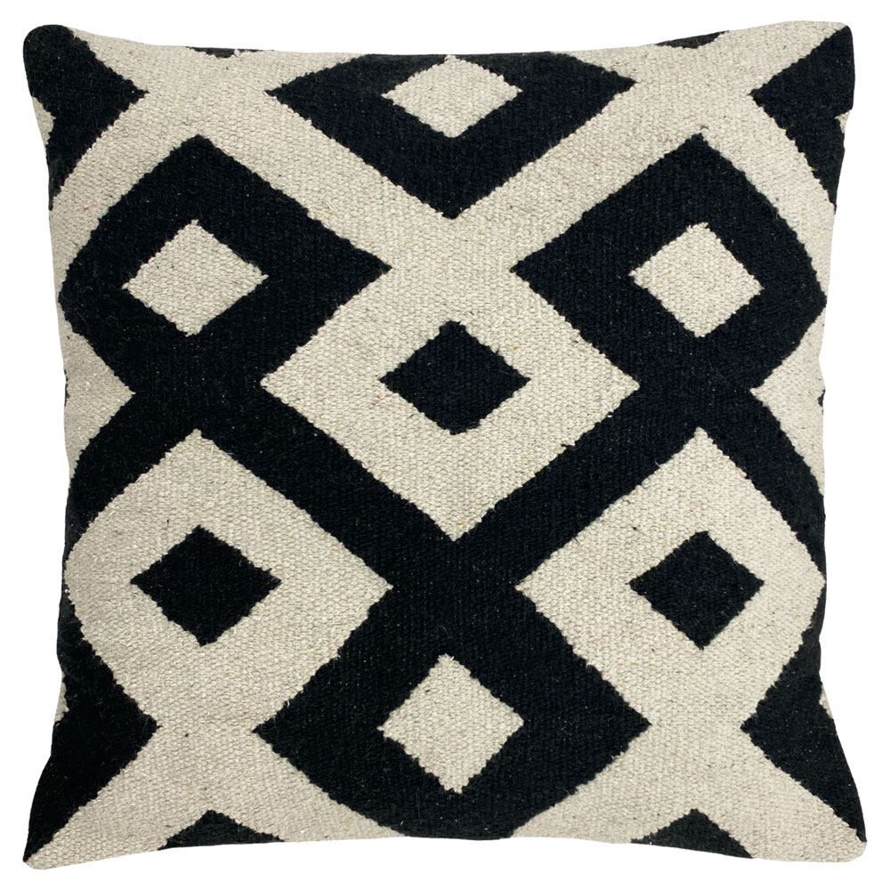 The Linen Yard Kush Woven Jacquard 100% Cotton Cushion Cover, Black/White, 50 x 50 Cm