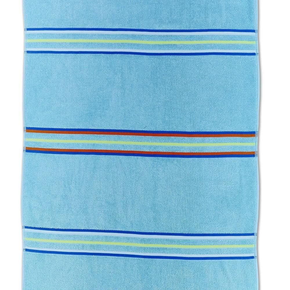 Catherine Lansfield Rainbow 100% Cotton Beach Towel, Blue, 2 Pack
