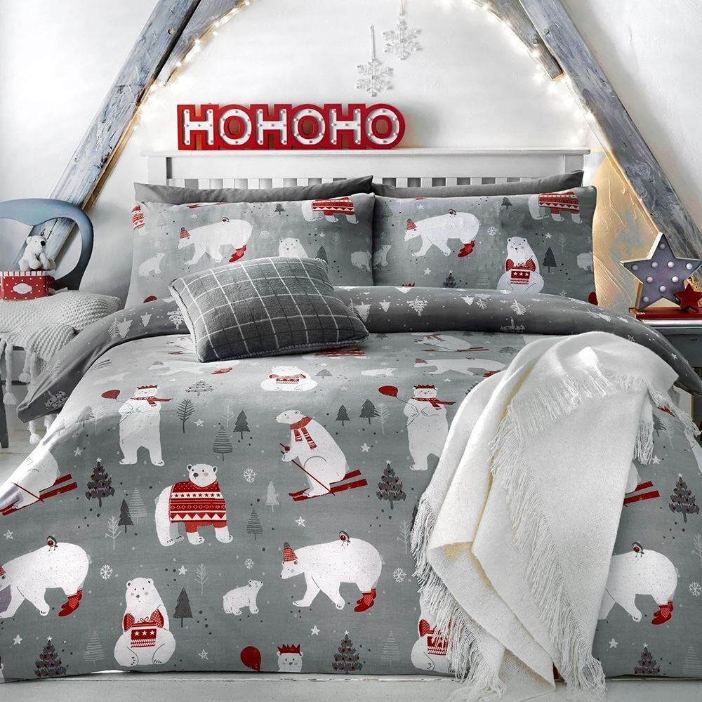 Bedlam Merry Christmas Polar Bears Easy Care Duvet Cover Set