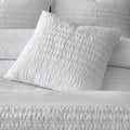 Catherine Lansfield Lennon Stripe Seersucker Filled Cushion, White, 45 x 45 Cm