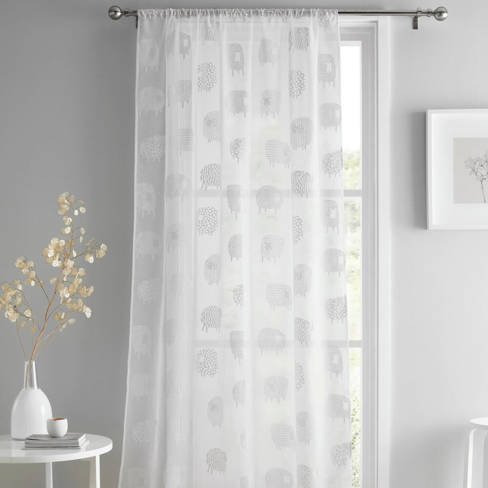 Fusion Dotty Sheep Slot Top Voile Curtain Panel