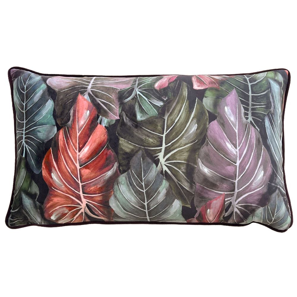 Wylder Tropics Mogori Leafage Print Velvet Piped Edge Cushion Cover