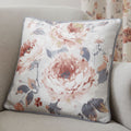 Dreams & Drapes Charity Floral Print 100% Cotton Piped Edge Cushion Cover, Coral, 43 x 43 Cm