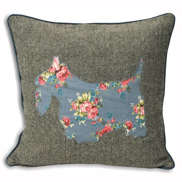 Paoletti Sweet Cottage Scottie Dog Cushion Cover, 45 x 45 Cm