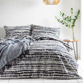 The Linen Yard Brushstrokes Print 100% Cotton Reversible Duvet Cover Set, Ink, King