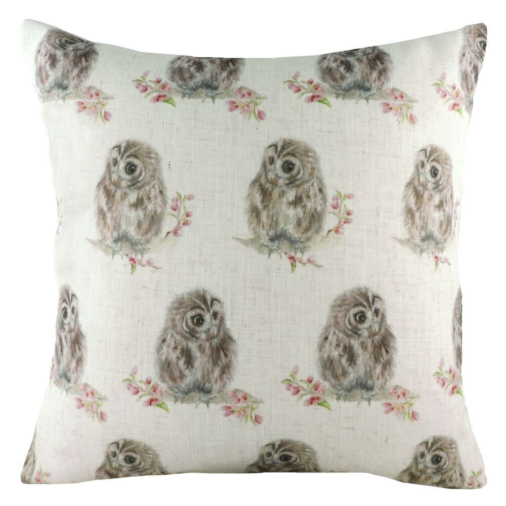 Evans Lichfield Hedgerow Owls Repeat Watercolour Print Cushion Cover, Multi, 43 x 43 Cm